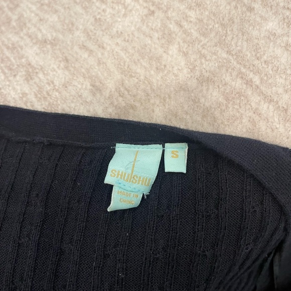 Shu Shu Cable Knit Black Fitted Button Down Sweater Dress Small - Picture 5 of 6